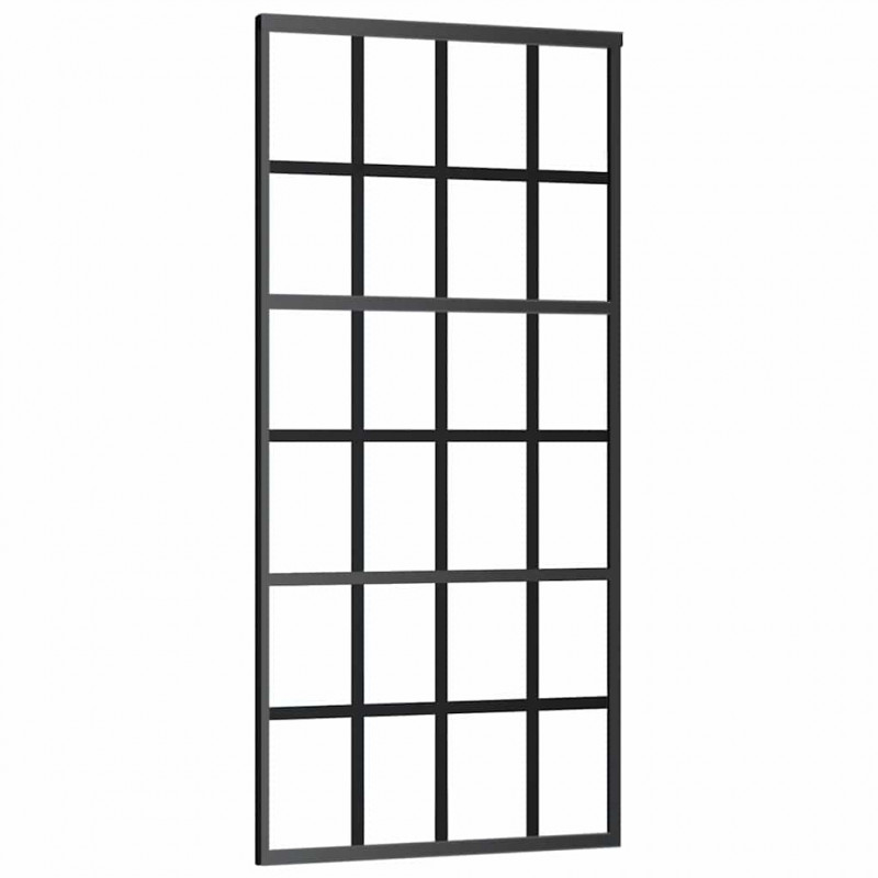 Drzwi przesuwne z zestawem okuć czarne 90x205 cm ESG szkło