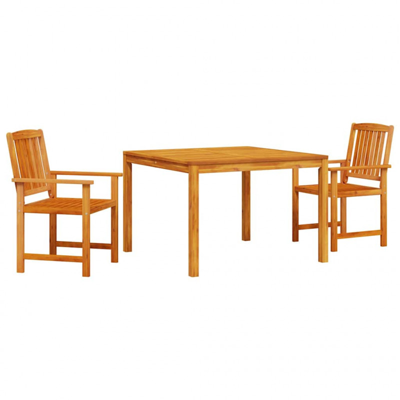 Zestaw do jadalni w ogrodzie 3 pcs Brązowy Lite Drewno Akacji