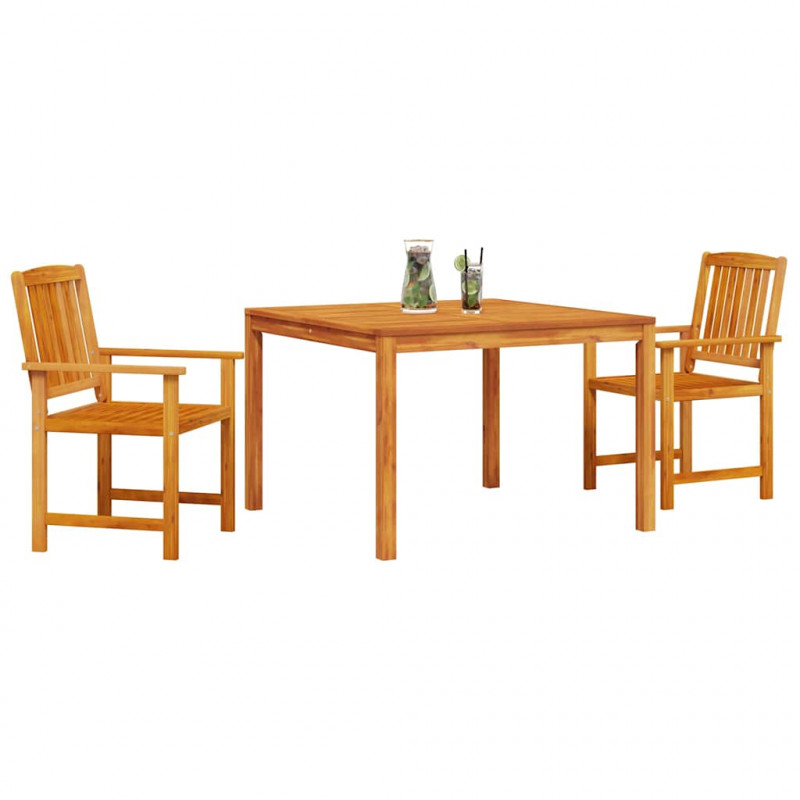 Zestaw do jadalni w ogrodzie 3 pcs Brązowy Lite Drewno Akacji