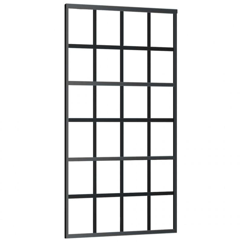 Drzwi przesuwne z zestawem okuć czarne 102x205 cm ESG szkło