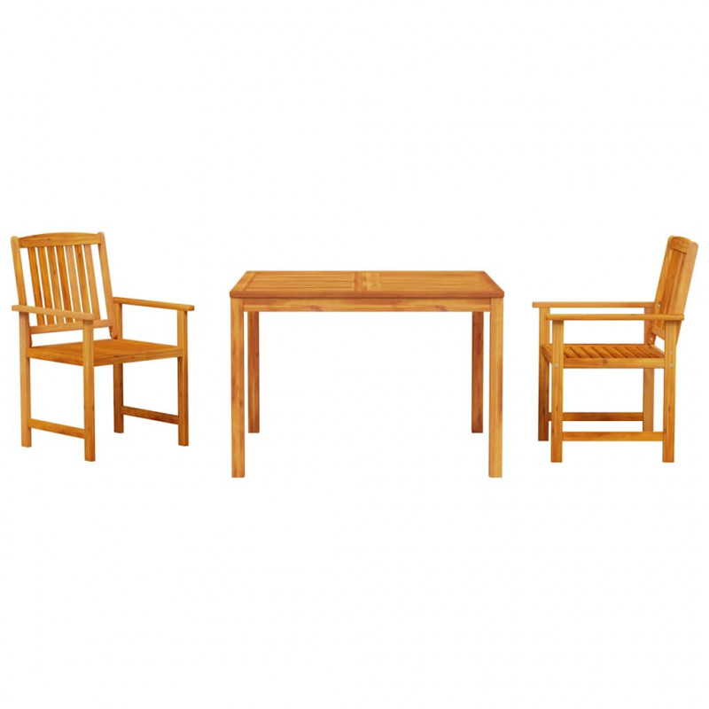 Zestaw do jadalni w ogrodzie 3 pcs Brązowy Lite Drewno Akacji