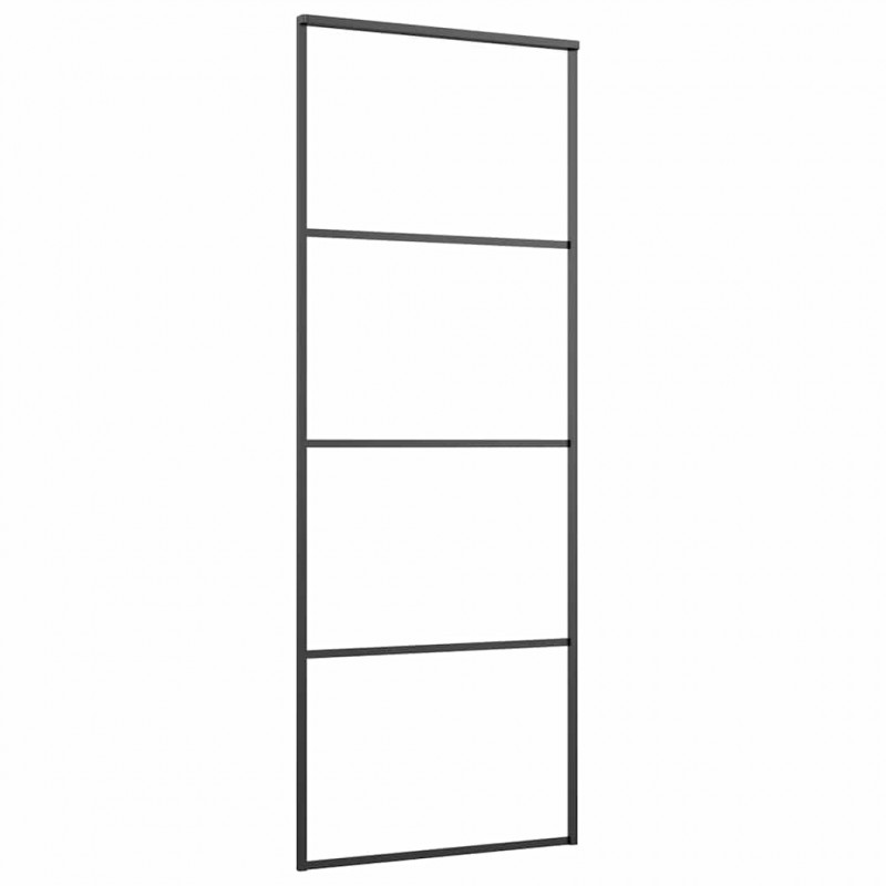 Drzwi przesuwne z zestawem okuć czarne 76x205 cm ESG szkło