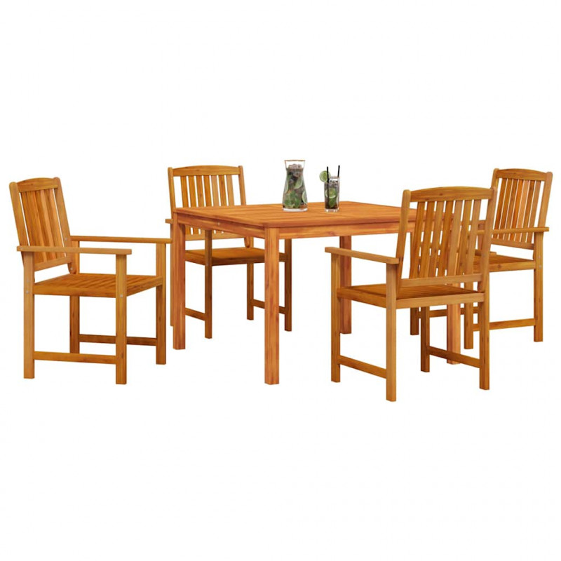 Zestaw do jadalni w ogrodzie 5 pcs Brązowy Lite Drewno Akacji