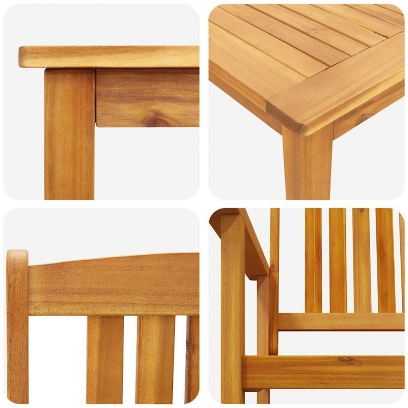 Zestaw do jadalni w ogrodzie 5 pcs Brązowy Lite Drewno Akacji