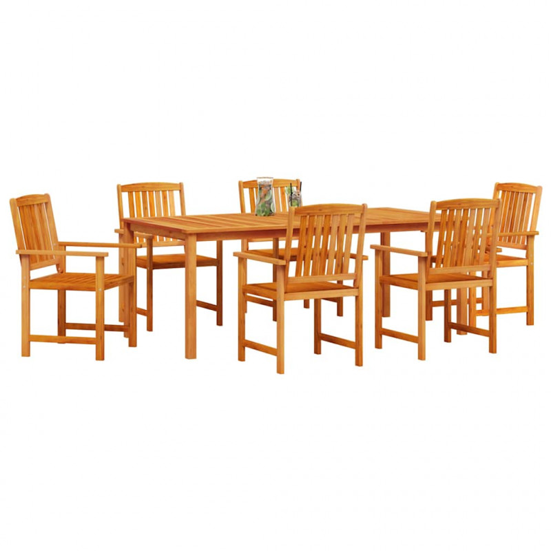 Zestaw do jadalni w ogrodzie 7 pcs Brązowy Lite Drewno Akacji
