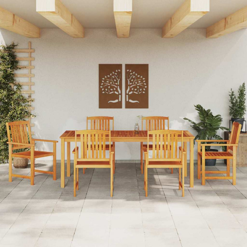 Zestaw do jadalni w ogrodzie 7 pcs Brązowy Lite Drewno Akacji