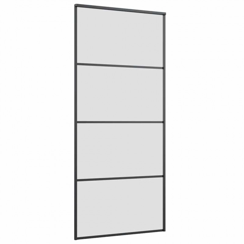 Drzwi przesuwne z zestawem okuć czarne 90x205 cm ESG szkło