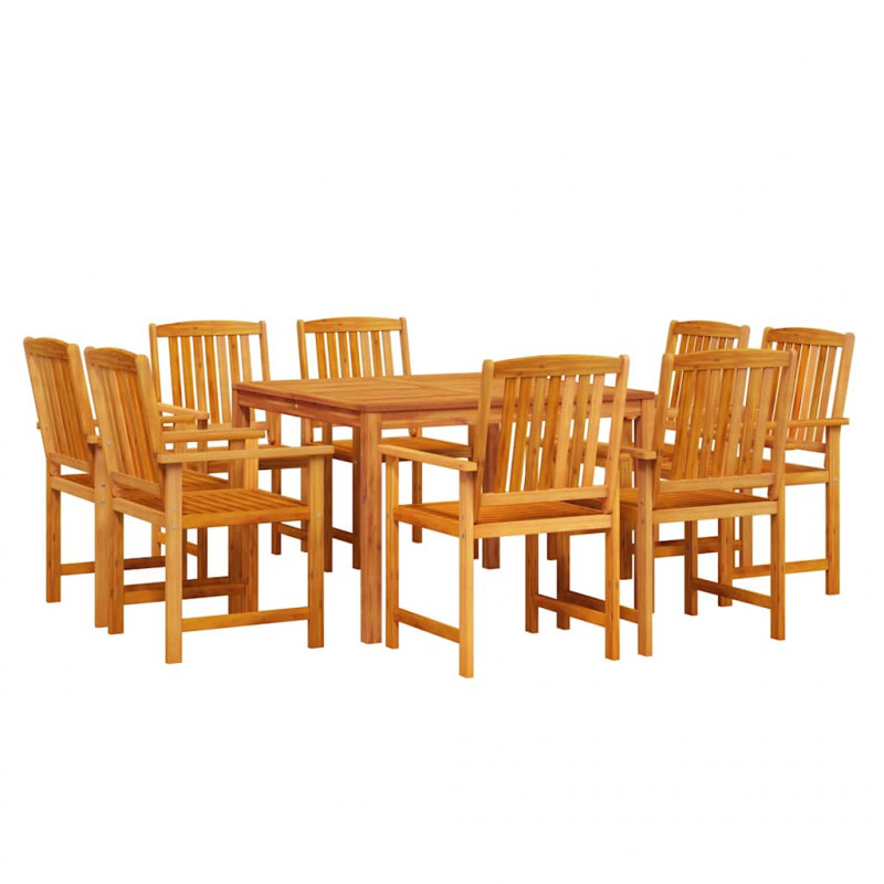 Zestaw do jadalni w ogrodzie 9 pcs Brązowy Lite Drewno Akacji
