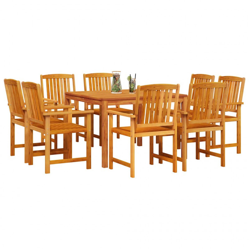Zestaw do jadalni w ogrodzie 9 pcs Brązowy Lite Drewno Akacji