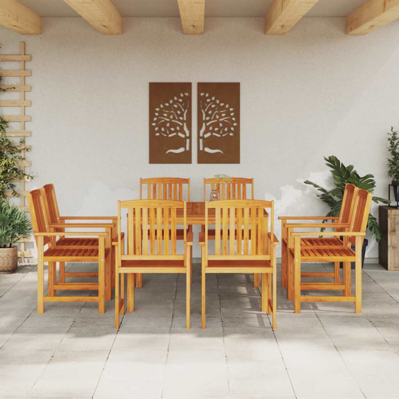 Zestaw do jadalni w ogrodzie 9 pcs Brązowy Lite Drewno Akacji