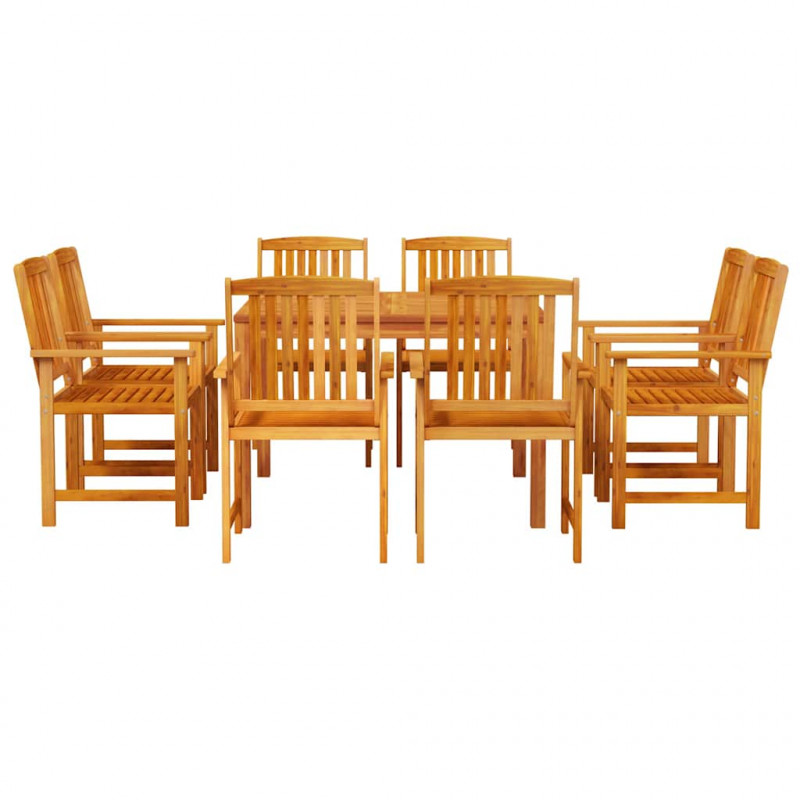 Zestaw do jadalni w ogrodzie 9 pcs Brązowy Lite Drewno Akacji