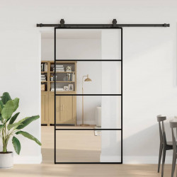 Drzwi przesuwne z zestawem okuć czarne 102,5x205 cm ESG szkło