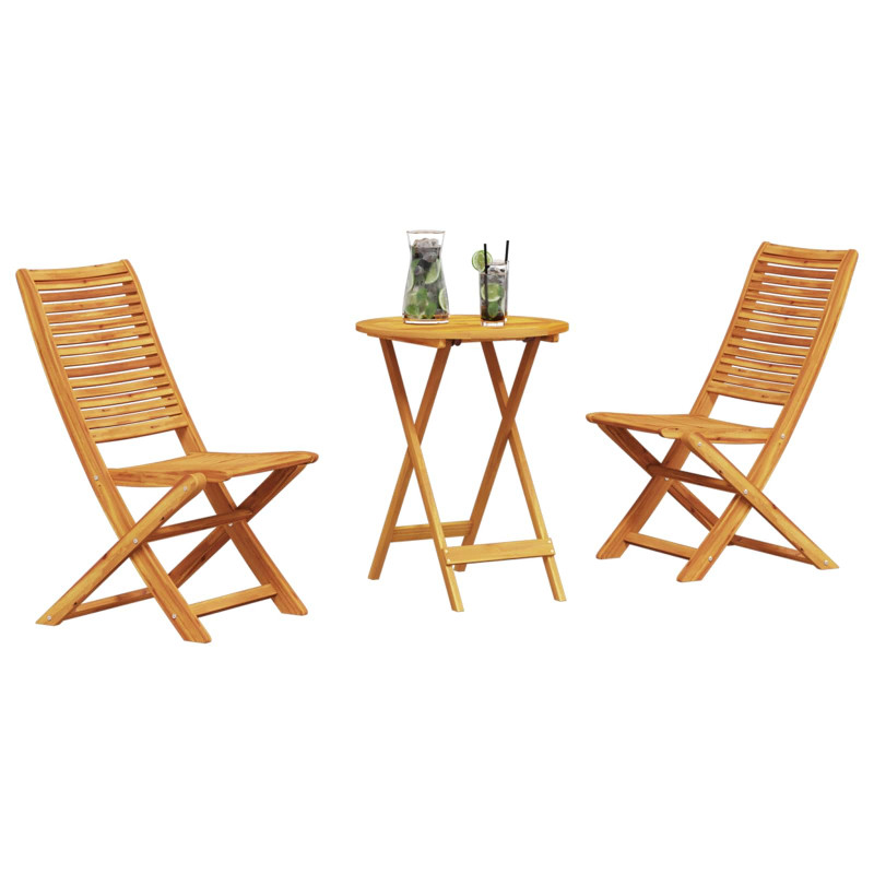 Składany zestaw bistro 3 pcs Brązowy Lite Drewno Akacji
