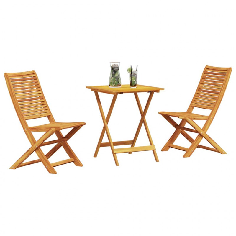 Składany zestaw bistro 3 pcs Brązowy Lite Drewno Akacji