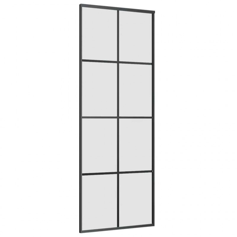 Drzwi przesuwne z zestawem okuć czarne 76x205 cm ESG szkło