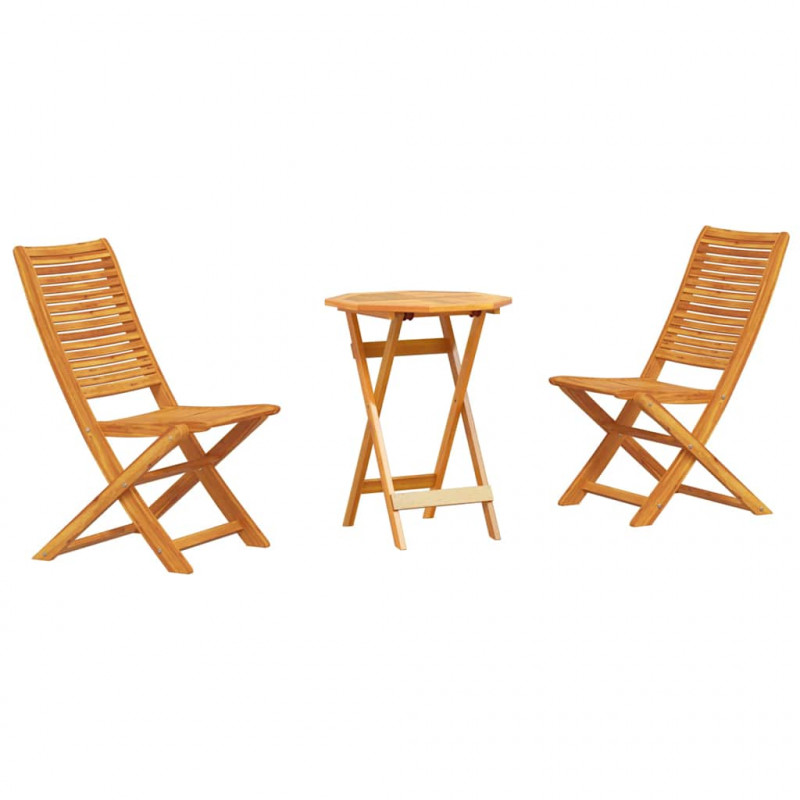 Składany zestaw bistro 3 pcs Brązowy Lite Drewno Akacji