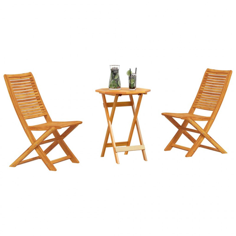 Składany zestaw bistro 3 pcs Brązowy Lite Drewno Akacji