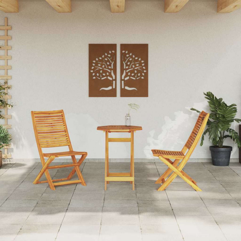 Składany zestaw bistro 3 pcs Brązowy Lite Drewno Akacji