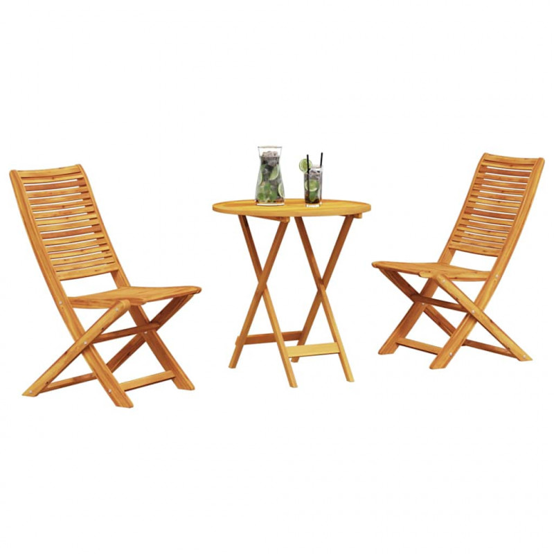 Składany zestaw bistro 3 pcs Brązowy Lite Drewno Akacji