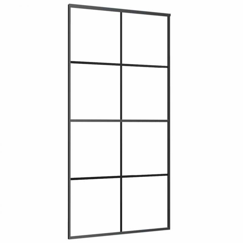 Drzwi przesuwne z zestawem okuć czarne 102,5x205 cm ESG szkło
