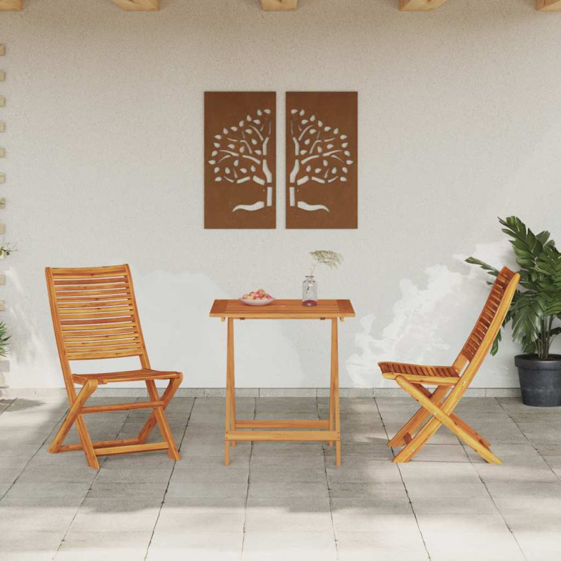 Składany zestaw bistro 3 pcs Brązowy Lite Drewno Akacji