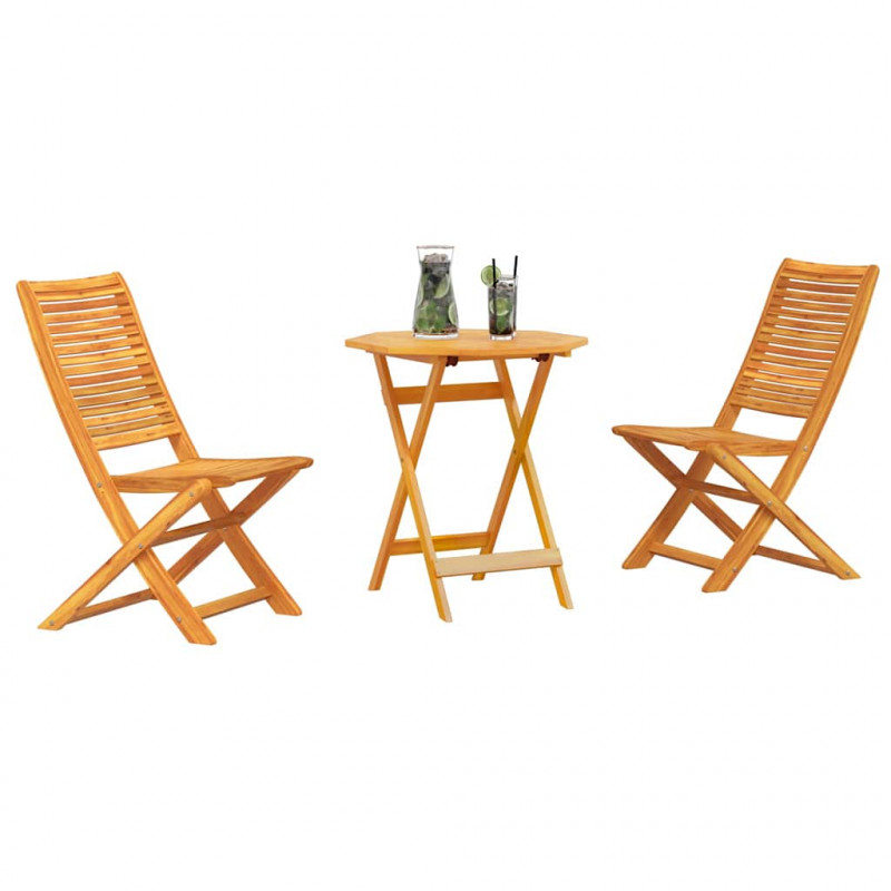 Składany zestaw bistro 3 pcs Brązowy Lite Drewno Akacji