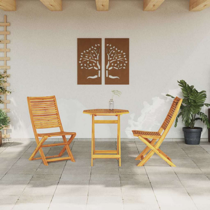 Składany zestaw bistro 3 pcs Brązowy Lite Drewno Akacji