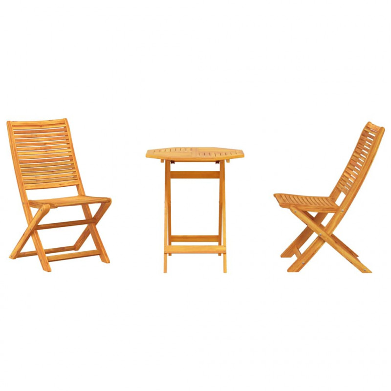 Składany zestaw bistro 3 pcs Brązowy Lite Drewno Akacji
