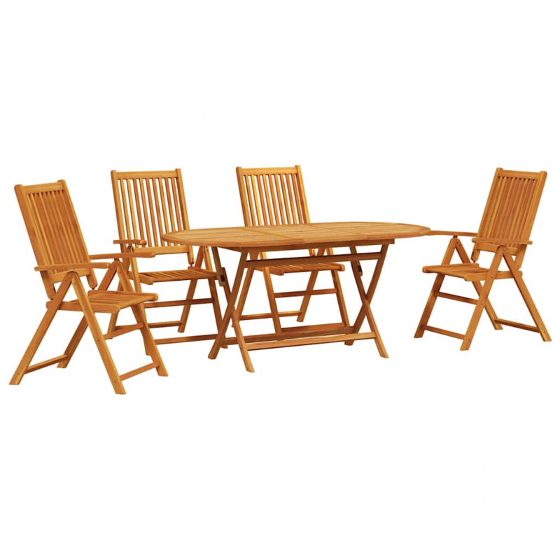 Zestaw do jadalni w ogrodzie 5 pcs Brązowy Lite Drewno Akacji