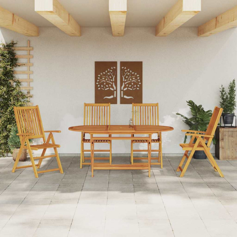 Zestaw do jadalni w ogrodzie 5 pcs Brązowy Lite Drewno Akacji