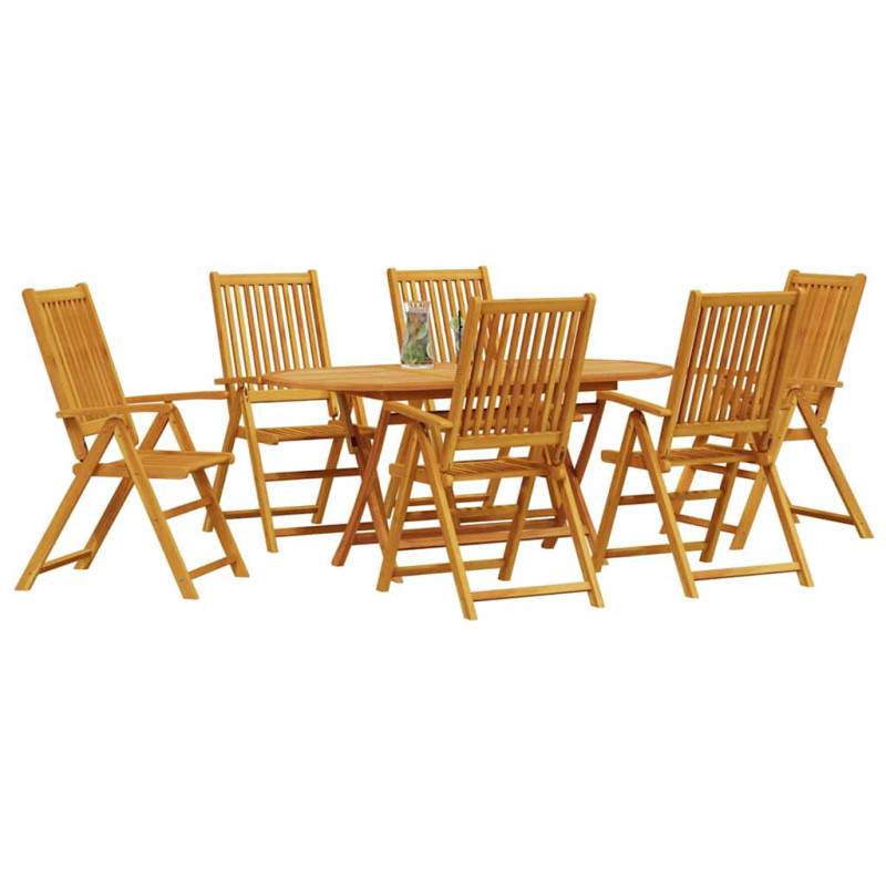 Zestaw do jadalni w ogrodzie 7 pcs Brązowy Lite Drewno Akacji