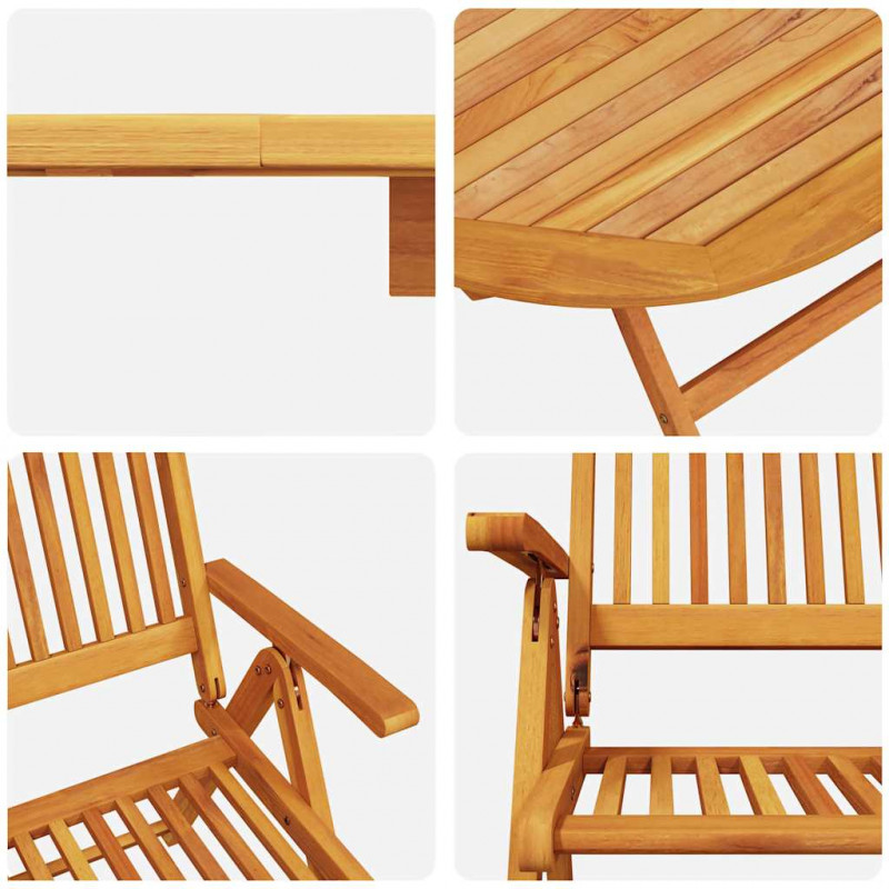 Zestaw do jadalni w ogrodzie 7 pcs Brązowy Lite Drewno Akacji
