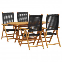 Zestaw do jadalni w ogrodzie 5 pcs Czarny Lite Drewno Akacji
