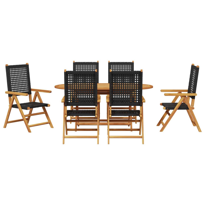 Zestaw do jadalni w ogrodzie 7 pcs Czarny Lite Drewno Akacji