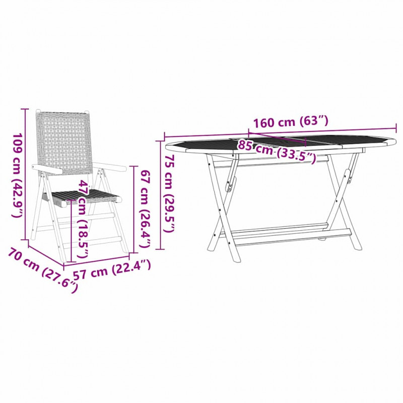 Zestaw do jadalni w ogrodzie 5 pcs Szary Lite Drewno Akacji