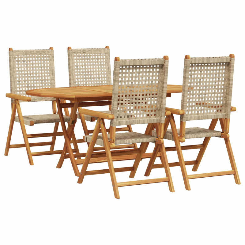 Zestaw do jadalni w ogrodzie 5 pcs Beżowy Lite Drewno Akacji