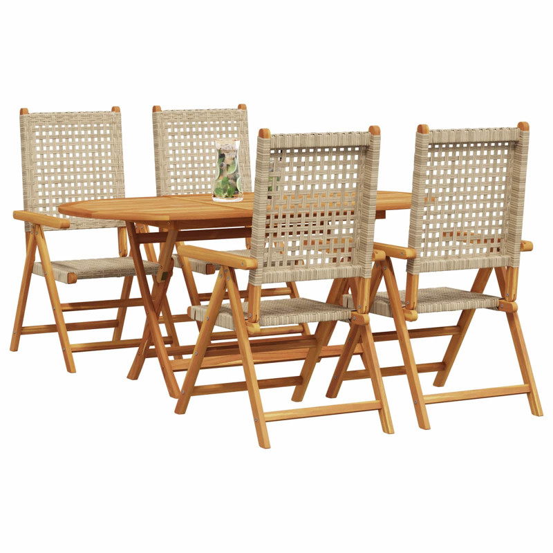 Zestaw do jadalni w ogrodzie 5 pcs Beżowy Lite Drewno Akacji