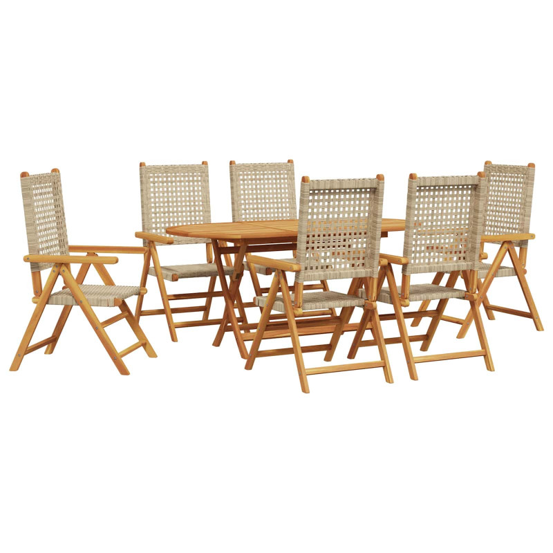 Zestaw do jadalni w ogrodzie 7 pcs Beżowy Lite Drewno Akacji
