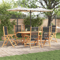 Zestaw do jadalni w ogrodzie 7 pcs Czarny Lite Drewno Akacji
