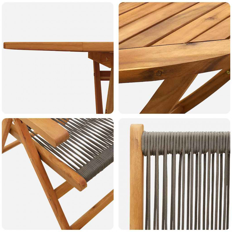 Zestaw do jadalni w ogrodzie 5 pcs Szary Lite Drewno Akacji