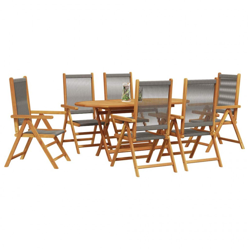 Zestaw do jadalni w ogrodzie 7 pcs Szary Lite Drewno Akacji