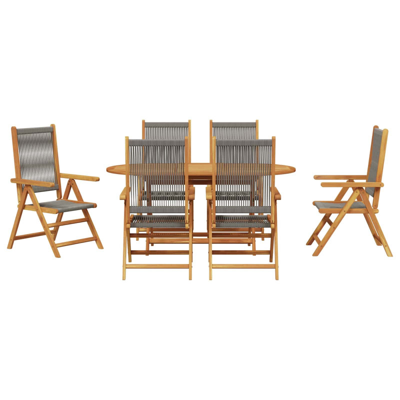 Zestaw do jadalni w ogrodzie 7 pcs Szary Lite Drewno Akacji
