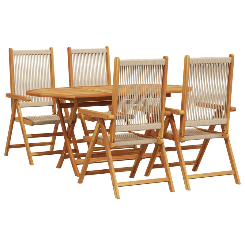 Zestaw do jadalni w ogrodzie 5 pcs Beżowy Lite Drewno Akacji