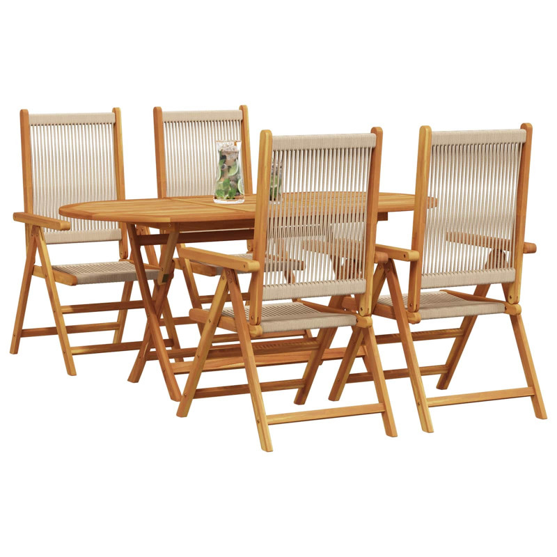 Zestaw do jadalni w ogrodzie 5 pcs Beżowy Lite Drewno Akacji
