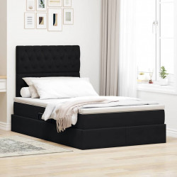 Łóżko z miejscem na przechowywanie i LED Czarny 120 x 190 cm