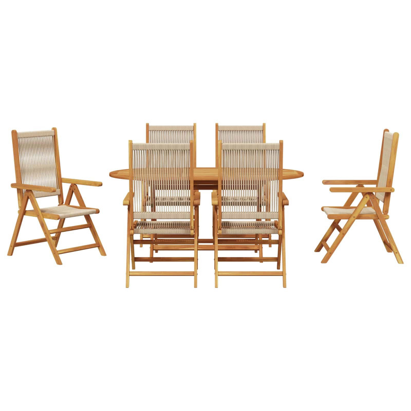 Zestaw do jadalni w ogrodzie 7 pcs Beżowy Lite Drewno Akacji