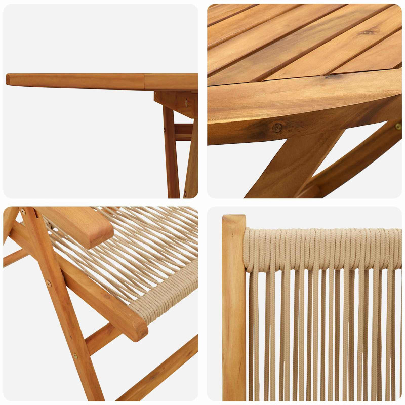 Zestaw do jadalni w ogrodzie 7 pcs Beżowy Lite Drewno Akacji