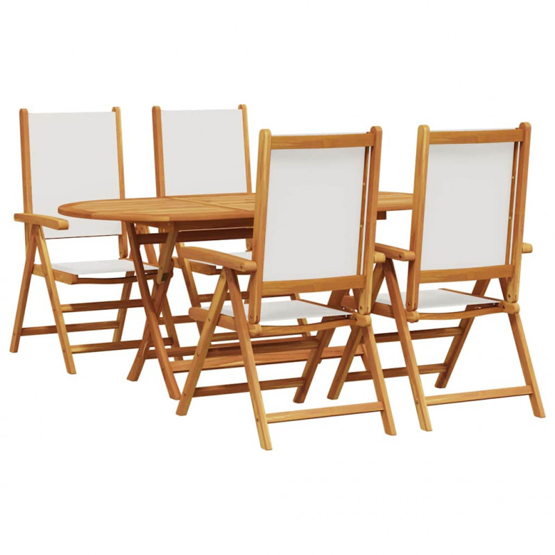 Zestaw do jadalni w ogrodzie 5 pcs Kremowa biel