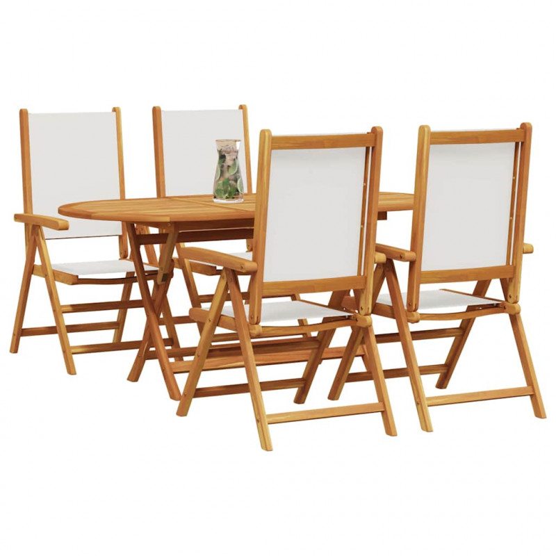 Zestaw do jadalni w ogrodzie 5 pcs Kremowa biel