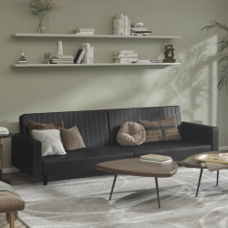 2-osobowa sofa, czarna, sztuczna skóra